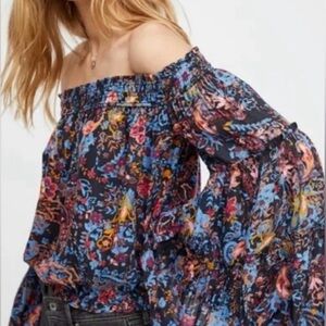 Free People Floral Off-Shoulder Top